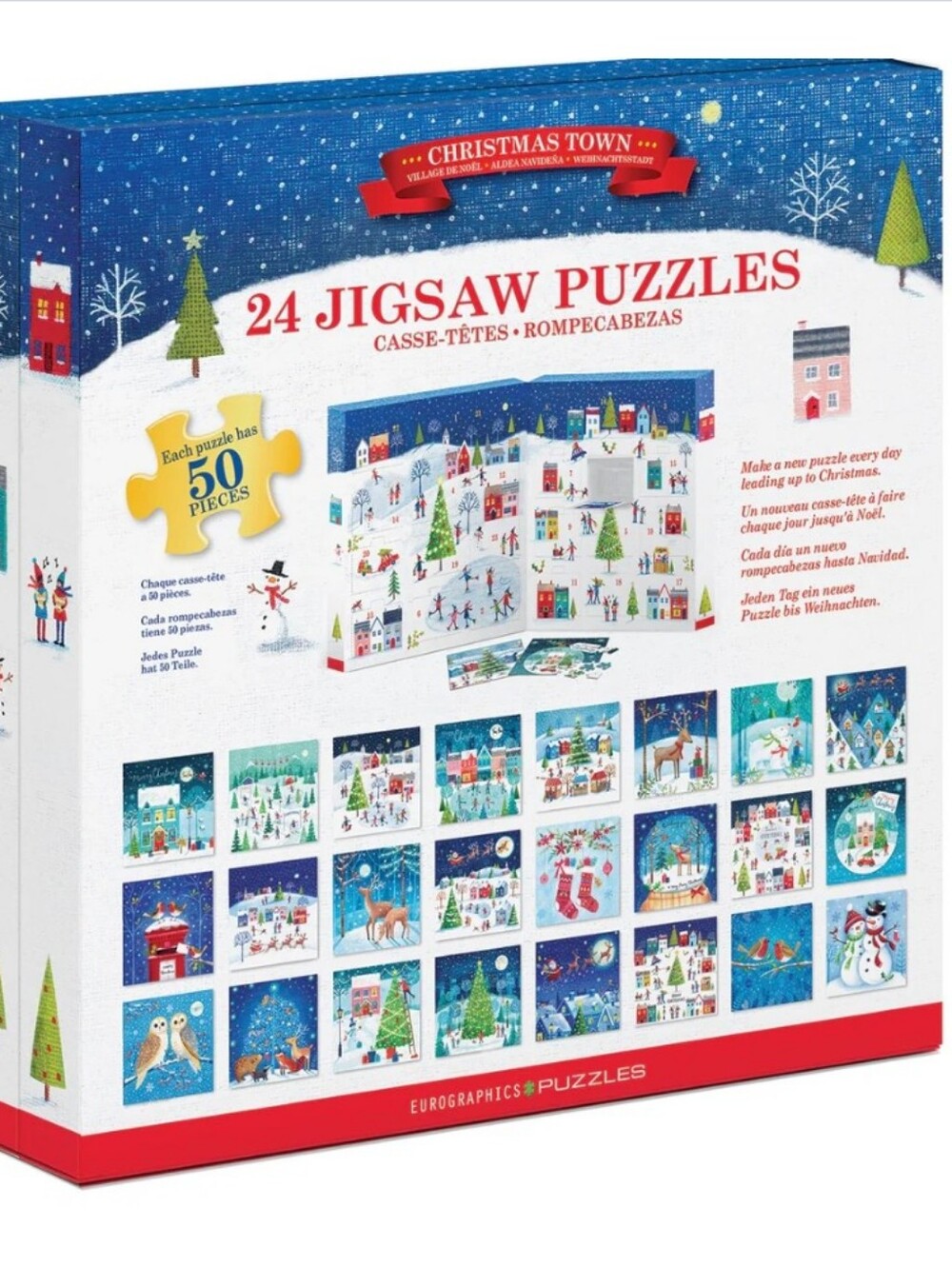 NEW Christmas Town Advent Calendar 24 Jigsaw Puzzles - Festive Holiday Set - Picture 2 of 6